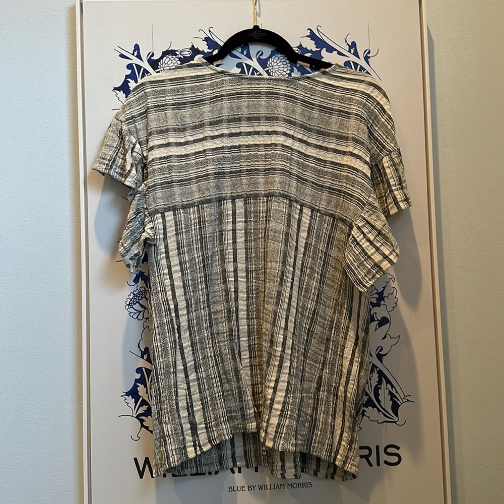 Cotton linen top | Linen stripe top | Bow back top